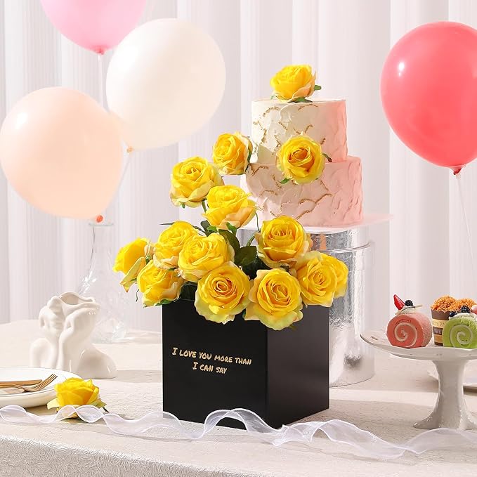 Tifuly Yellow Roses Artificial Flowers -12 pcs Realistic Single Long Stem Fake - Image 5