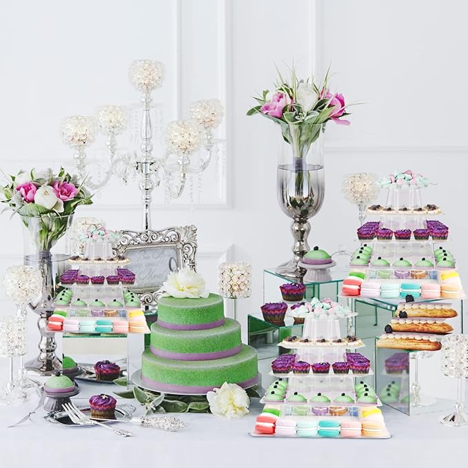 5 Tiers Square Macaron Tower Stand Cake Display Rack Cupcake Stand Desserts - Image 7