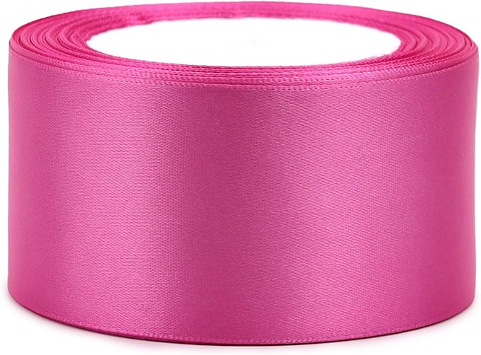 Hot Pink Solid Satin Ribbon 2 Inch 25 Yards Solid Polyester Fabric Ribbon - Image 6