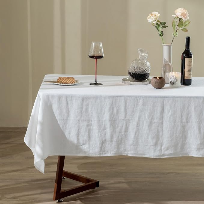 Talasily Linen Tablecloth 100% Pure Linen Table Cloth 60x132 Inches Rectangle by Talasily