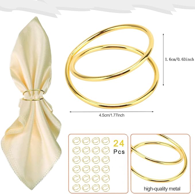 Gold Napkin Rings-24 PCS Metal Spiral Napkin Rings Napkin Holders Buckles - Image 2