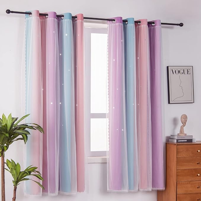 FANLI Ombre Rainbow Blackout Curtains by FANLI