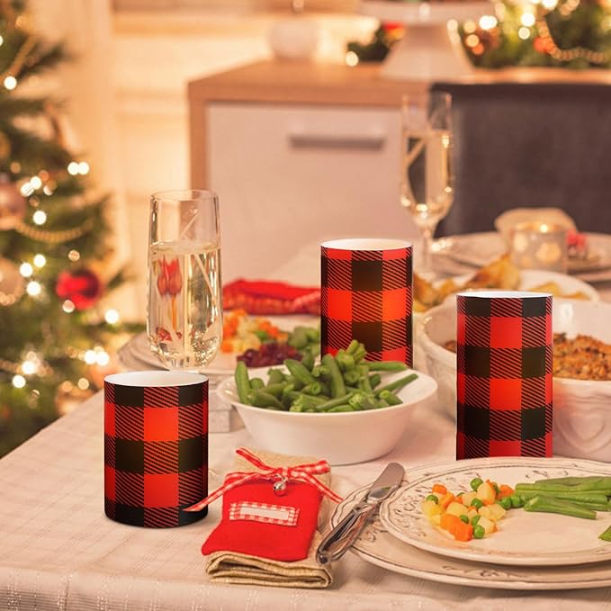 Silverstro Christmas Red Flameless Candles: Farmhouse Theme Flickering Real Wax - Image 7