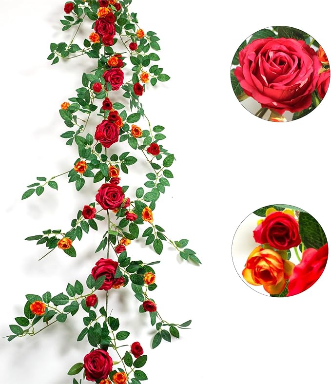 6FT Bendable Flower Garland, Artificial Rose Vine Hanging Floral Garland - Image 2