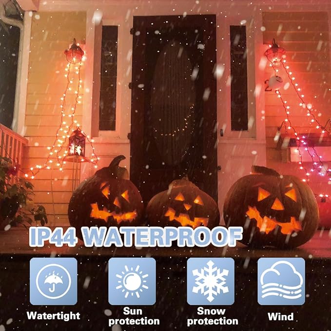 LAMPHOME 66ft Halloween Decorative Mini Lights, 200 LED Transparent Wire Fairy - Image 2