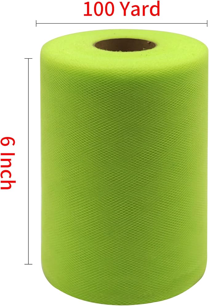 Lime Green Tulle Fabric Rolls 6 Inch by 100 Yards Fabric Spool Tulle Ribbon - Image 4