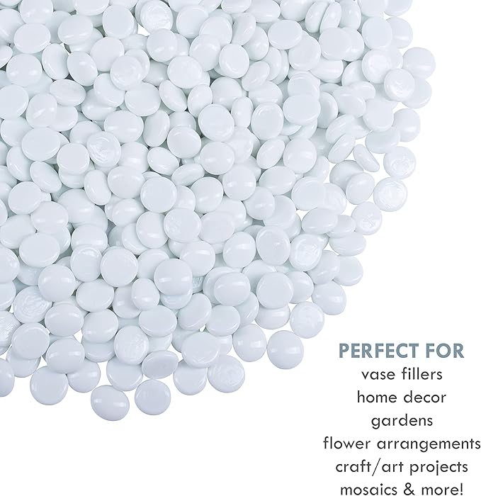 Galashield Flat Glass Marbles for Vases White Glass Gems Beads Pebbles Vase - Image 3