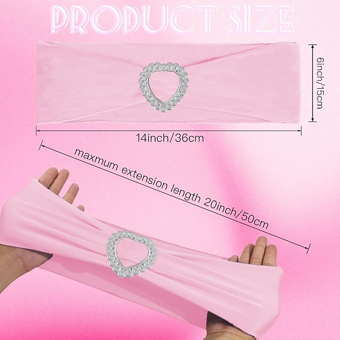 100PCS Spandex Stretch Chair Sashes Bows Universal Elastic Chair Cover Bands - Image 2