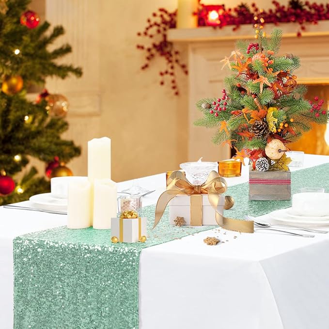 Eternal Beauty Mint Green Table Runner - Image 2