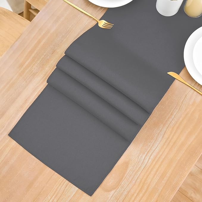 2 Pack Grey Table Runner 12 x 90 Inch Solid Color Farmhouse Runners Coffee - Image 8