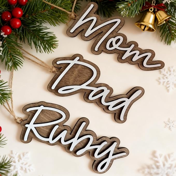 1Pcs Personalized Christmas Stocking Name Tags Custom Wooden Stocking Name Tag by Unknown