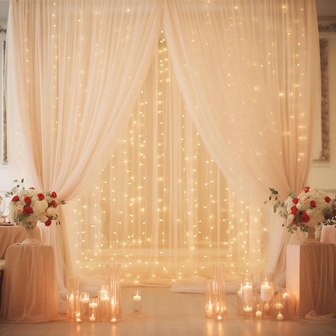10ft x 10ft Champagne Chiffon Backdrop Curtain - Image 6