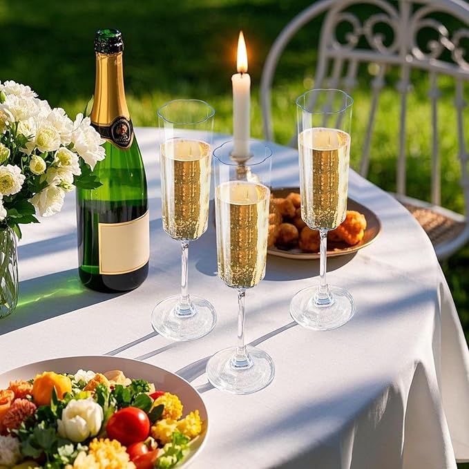 Ciaell 24 Pack Plastic Champagne Flutes - 6 Oz Flower Wavy Champagne Plastic - Image 8