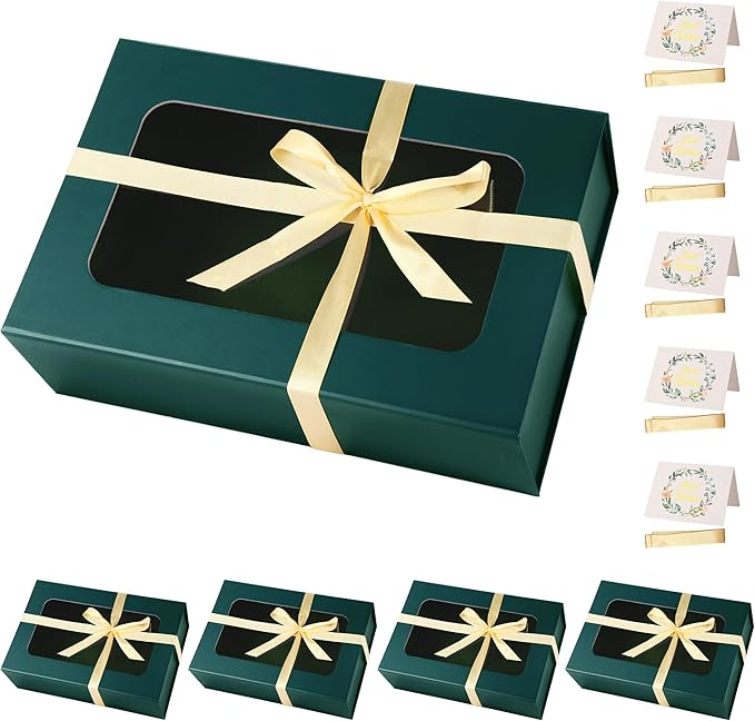 Green Large Gift Boxes with Window, 13.5"x9"x4.3" Bridesmaid Boxe by TIACABO