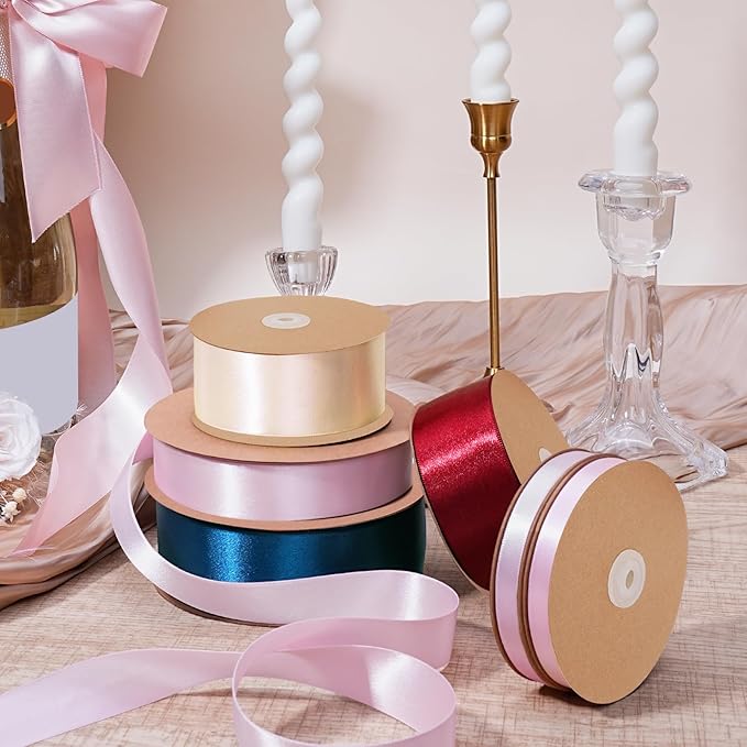 LaRibbons Pink Satin Ribbon 1 1/2 Inch 25 Yards Double Faced Light Pink Silk - Image 7