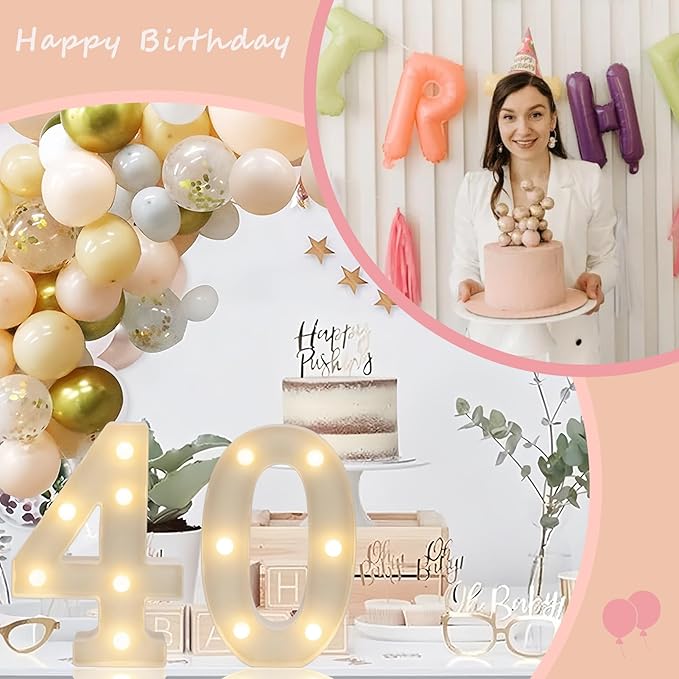 Decorative Led Light Up Numbers, 40th Birthday Decorations, Warm White Led - Image 3