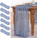 MLMW 6 Pack Dusty Blue Table Runner Cheesecloth Gender Reveal Boho Gauze Rustic by MLMW