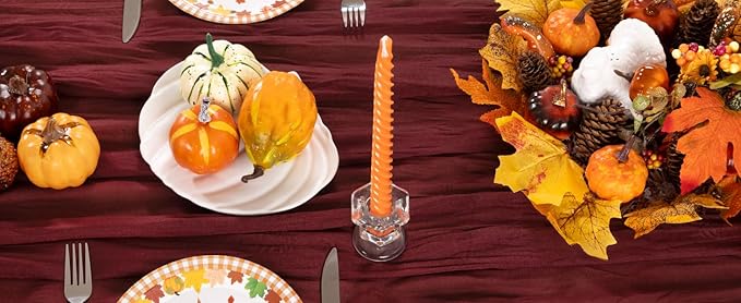 Burgundy Red Cheesecloth Table Runner 6 Pack Fall Table Runners Boho Gauze 120 - Image 6
