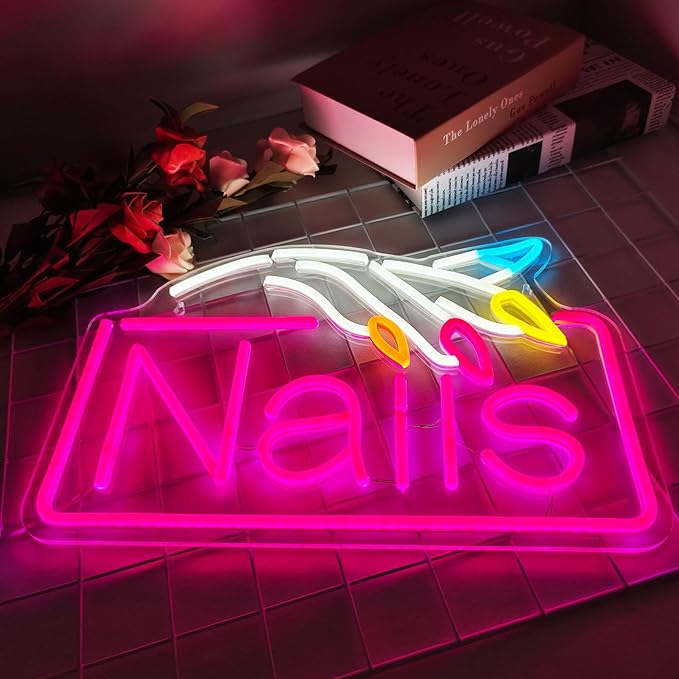 Nails Neon Sign Nail Salon Room Decor Window Wall Art - Image 2