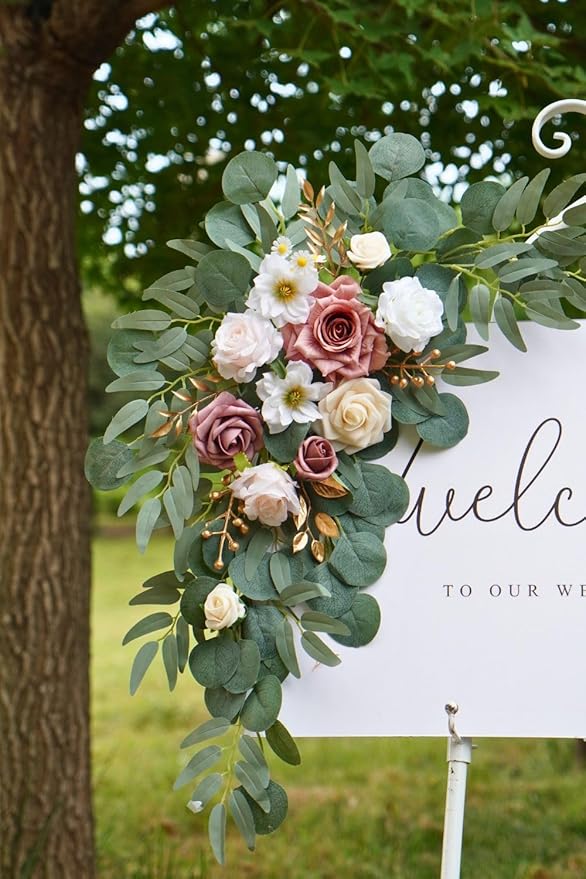 Wedding Sign Faux Flower Swag for Ceremony Party Reception Entrance Floral - Image 9