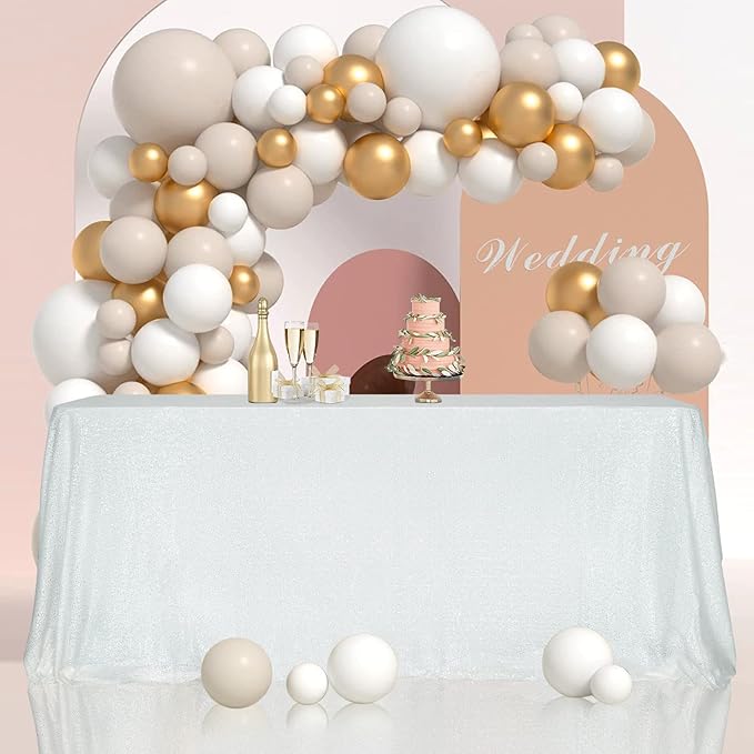 SquarePie Sequin Tablecloth 50 x 72 Inch White Sparkly Table Linen - Image 3