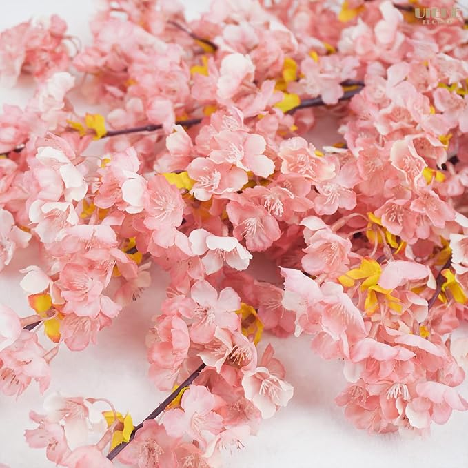 Uieke Silk Cherry Blossom Branches, 39.3in Artificial Cherry Blossom Tree Stems - Image 4
