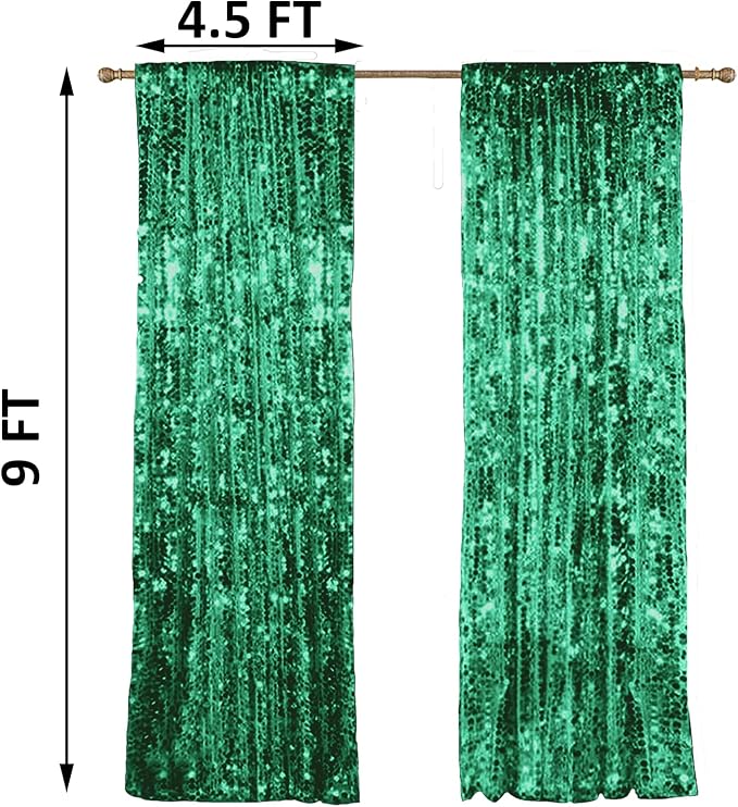 HH 9x9FT Green Big Sequin Backdrop Curtains, Sequin Photo Backdrop Payette - Image 2