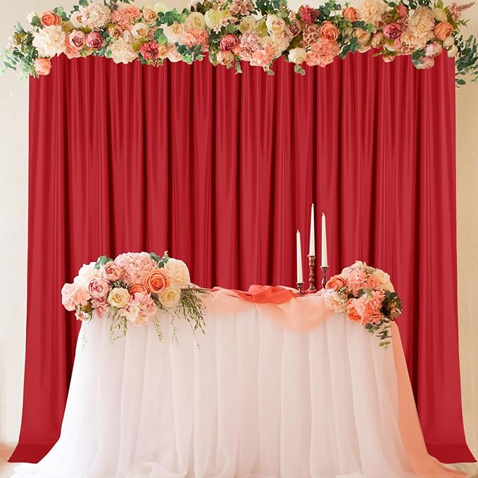Sugargirl 10x10FT Red Backdrop Curtains Polyester Photo Backdrop Drapes - Image 3