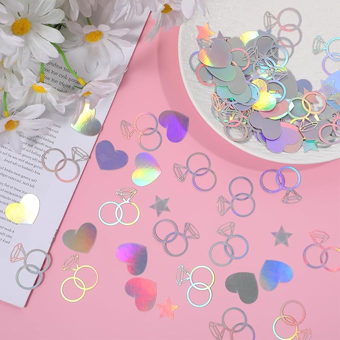 300 Pcs Iridescent Bachelorette Confetti, Bridal Shower Decoration Confettis - Image 6
