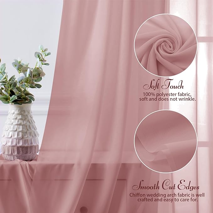 SiinvdaBZX 2 Panels Wedding Arch Draping Fabric 30" x 240" Dusty Rose Polyester - Image 4