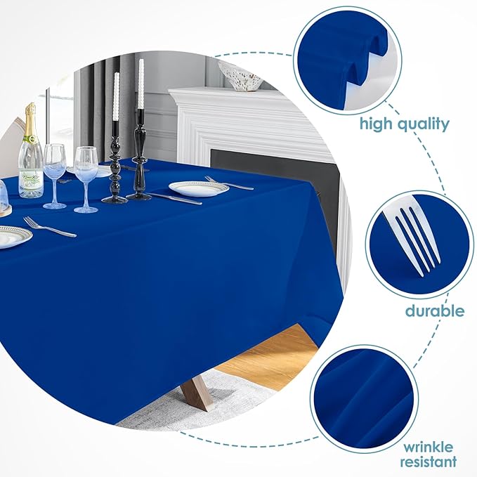 VidaFete Tablecloth 6 Pack 90*132inch Rectangle Table Cloth Polyester, Stain - Image 2