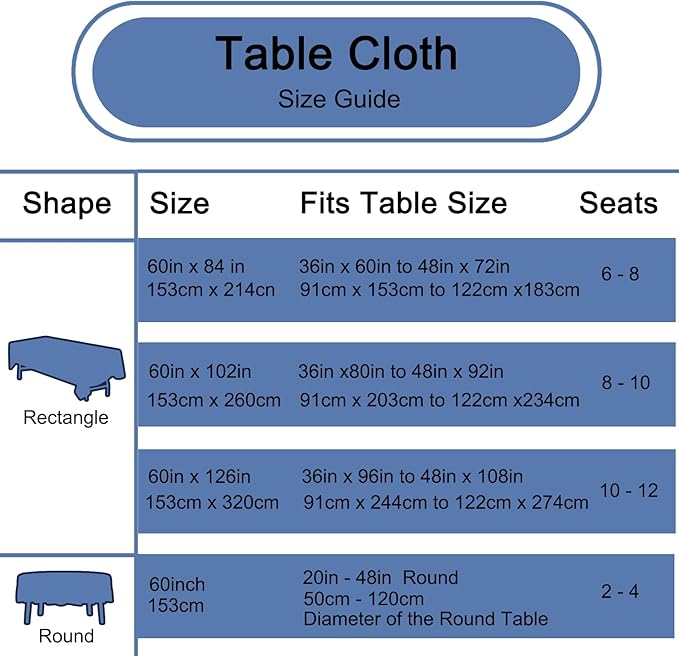 Navy Blue 6 Pack Round 60 Inch Tablecloth, Premium Polyester Table Cloth - Image 5