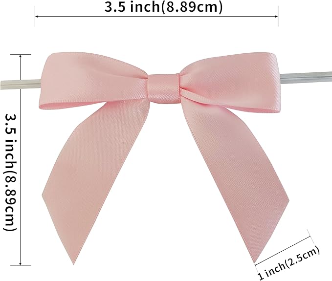 50pcs 3-1/2" Light Pink Satin Ribbon Bows - Image 3