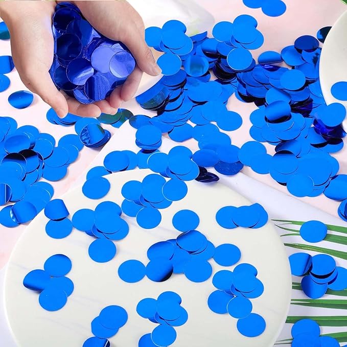 Blue Round Foil Confetti Beautiful Blue Metallic Table Confetti Glitter - Image 3
