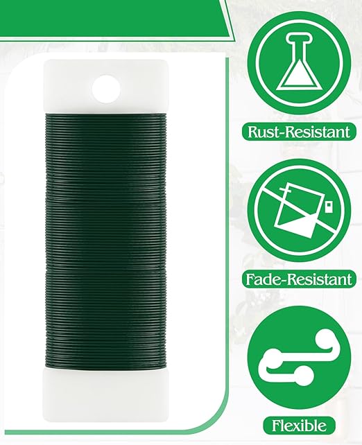 PLULON 4 Pack 122 Yards 22 Gauge Green Floral Wire - Image 3