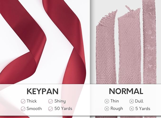 Burgundy Satin Ribbon 1-1/2 Inch x 50 Yards Double-Faced Ribbons - Image 4