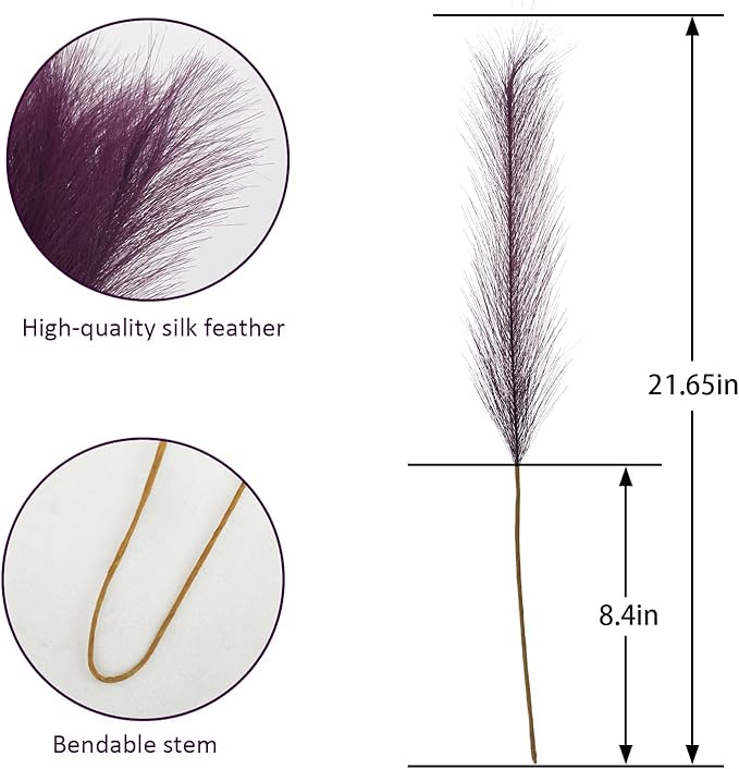 50pcs Pink Faux Pampas Grass Decor, 21.6" Short Artificial Pompous Grass Floral - Image 4