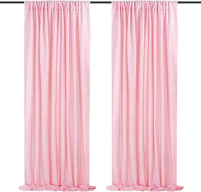 Pink Sequin Backdrop 2 Panels 2FTx8FT Birthday Party Backdrop Curtains Glitter by QueenDream