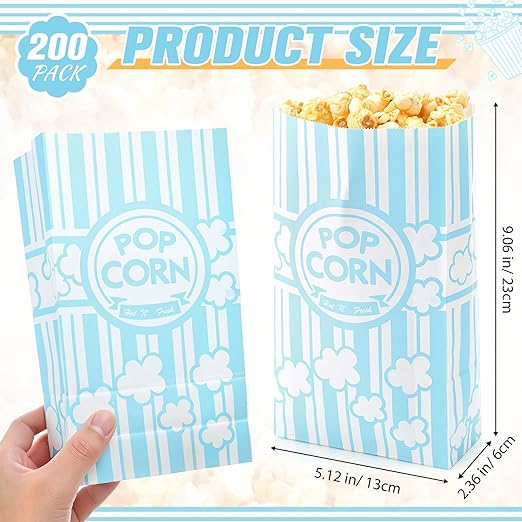 200 Pcs Paper Popcorn Bags Bulk 2 oz Large Flat Bottom Boxes Red and White - Image 2