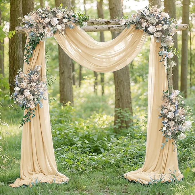 Champage Gold Fall Elegant Arch Draping Fabric Outdoor 1 Panel 29" × 20Ft Sheer - Image 2