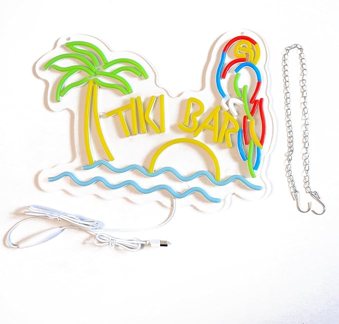 LED Neon Tiki Bar Signs Dimmable Beach Theme Wall Decor Hawaii Pool Bar Party - Image 5