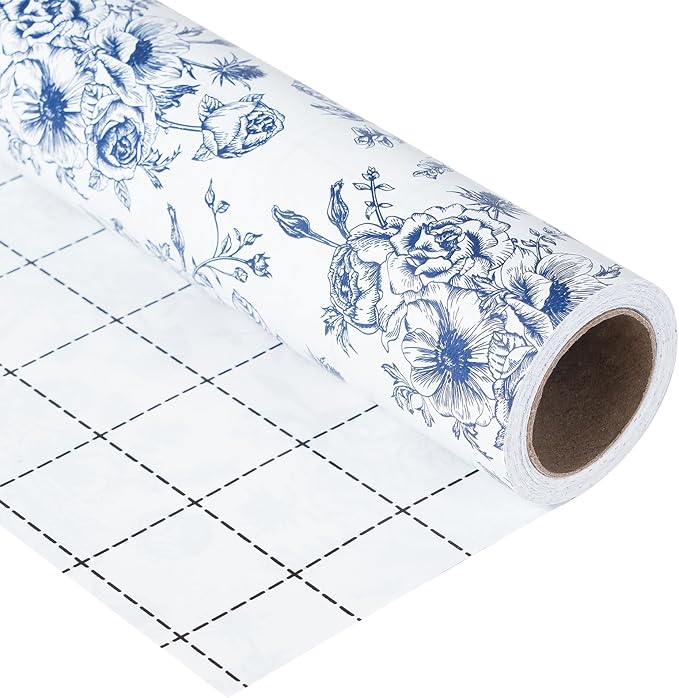 Ulmasinn Blue Floral Wrapping Paper Roll by Ulmasinn