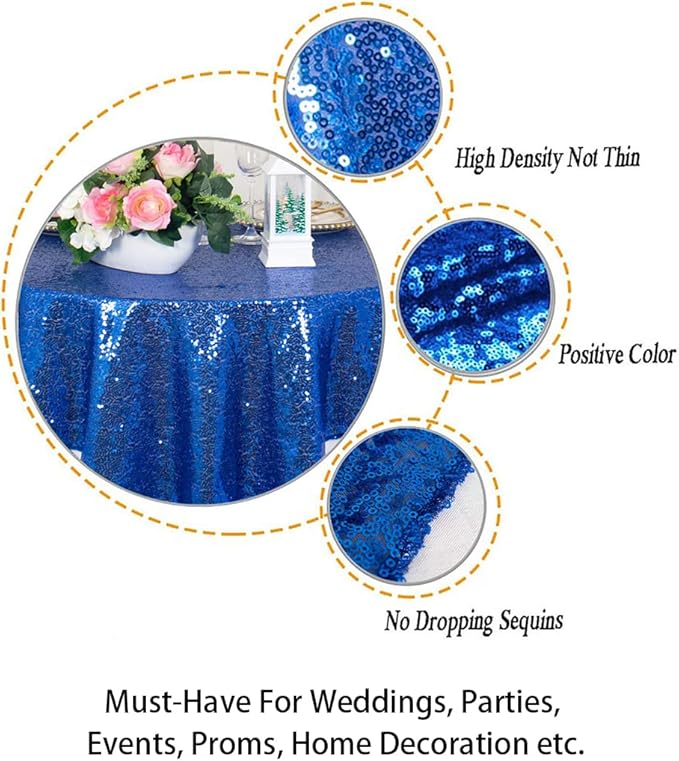 ShinyBeauty Royal Blue Table Cloths - Image 3