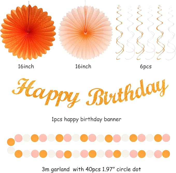 Orange-Beige Fal Boho Birthday Party-Decorations - Image 3