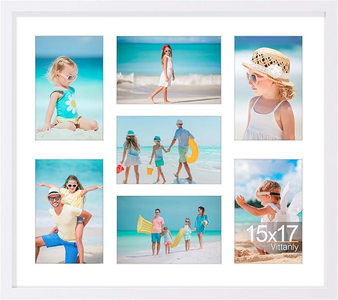 Vittanly 15x17 Collage Picture Frame, Displays 7Pcs 4x6 Pictures by Vittanly