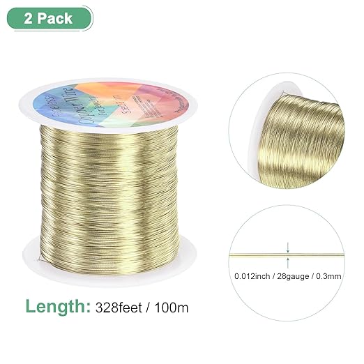 2-Rolls 0.3mm Jewelry Wire, 28 Gauge 328FT Craft Wire Copper Beading Wire - Image 3