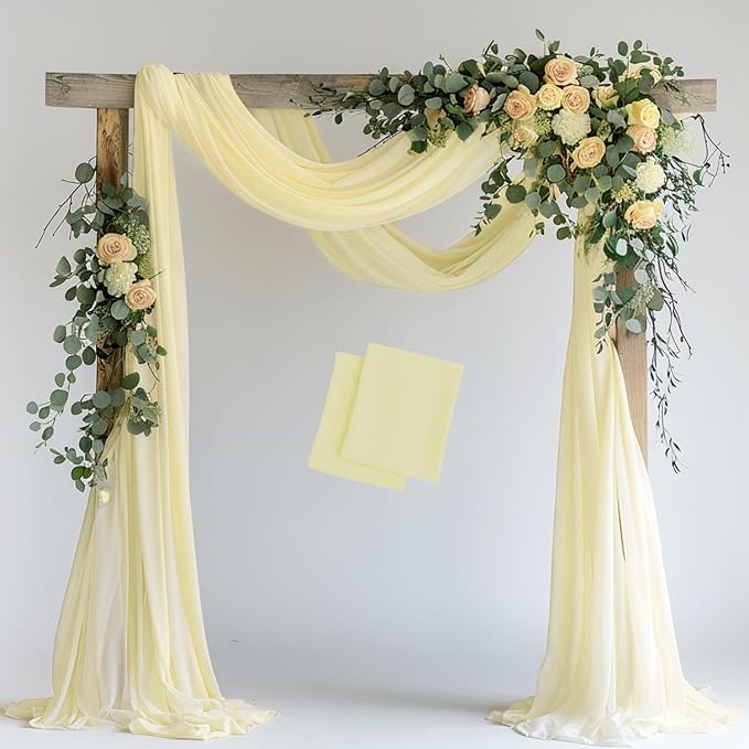 Wokceer Wedding Arch Draping 2 Panels 28.7" x 20FT Beige Sheer Fabric Backdrop by Wokceer