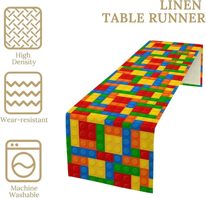 Building Blocks Table Runner Funny Celebration Party Birthday Party - Image 4