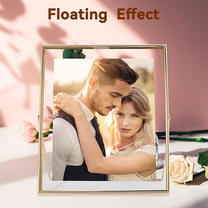 Gold Floating Frame, For Picture 8.5x11, Tabletop Shelf Photo Frame, Classy For - Image 5