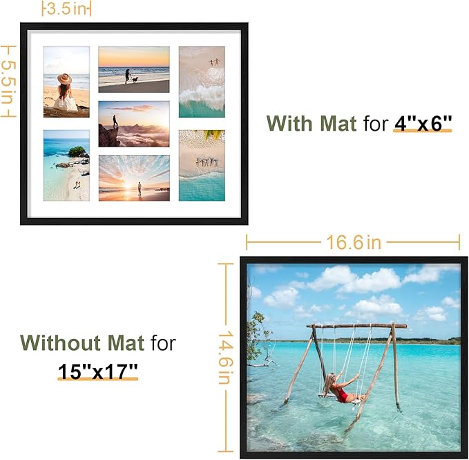 Vittanly 15x17 Collage Picture Frame, Displays 7Pcs 4x6 Pictures - Image 4